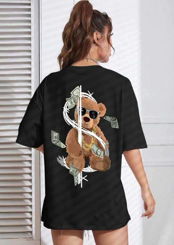 CAMISETA OVERSIZE DAMA GRAMAJE 180 (Oso money)