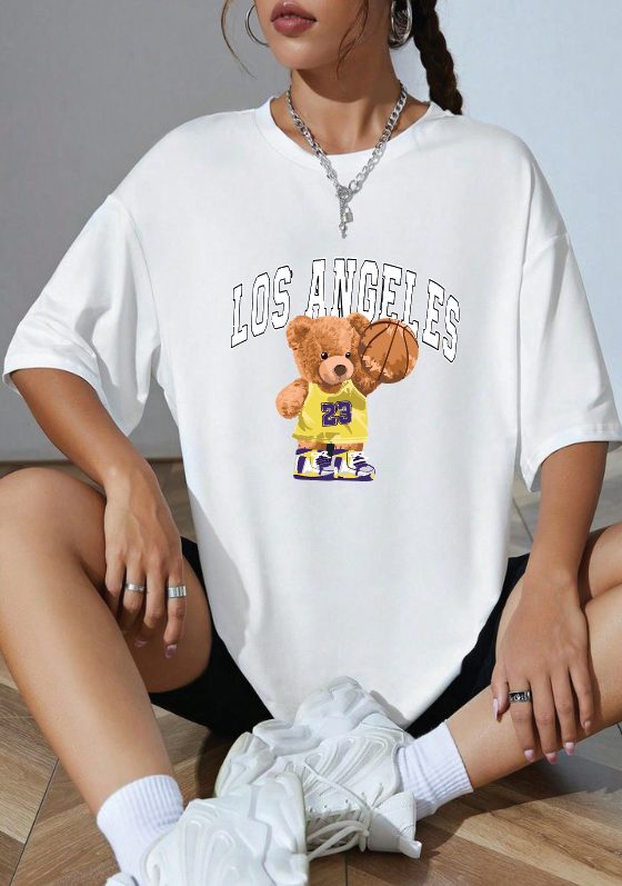 CAMISETA OVERSIZE DAMA GRAMAJE 180 (oso los angeles)
