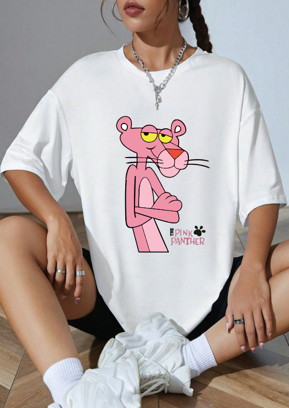 CAMISETA OVERSIZE DAMA GRAMAJE 180 (pantera rosa)