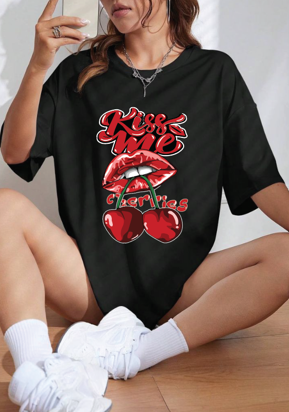 CAMISETA OVERSIZE DAMA GRAMAJE 260 (KISS ME)