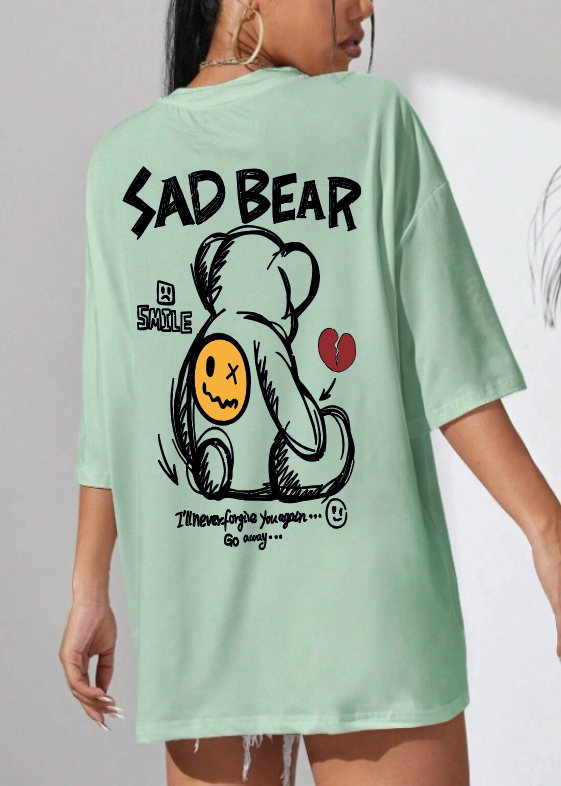 CAMISETA OVERSIZE DAMA GRAMAJE 260 (SAD BEAR)