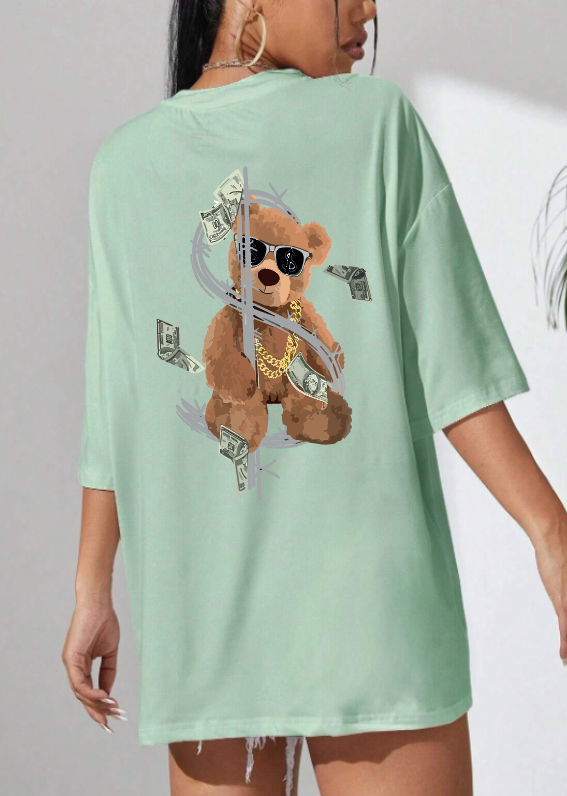 CAMISETA OVERSIZE DAMA GRAMAJE 260 (Oso money)