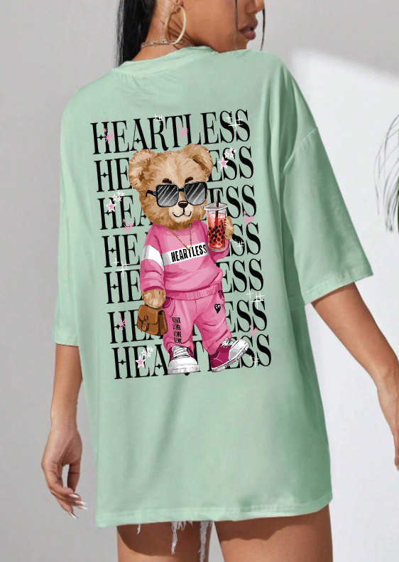 CAMISETA OVERSIZE DAMA GRAMAJE 260 (Oso heartless)