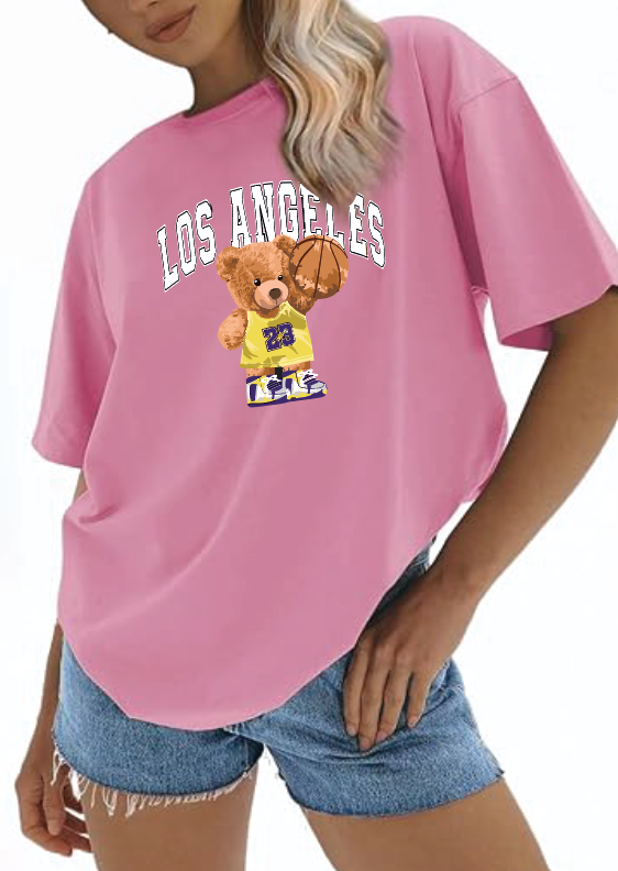 CAMISETA OVERSIZE DAMA GRAMAJE 260 (oso los angeles)