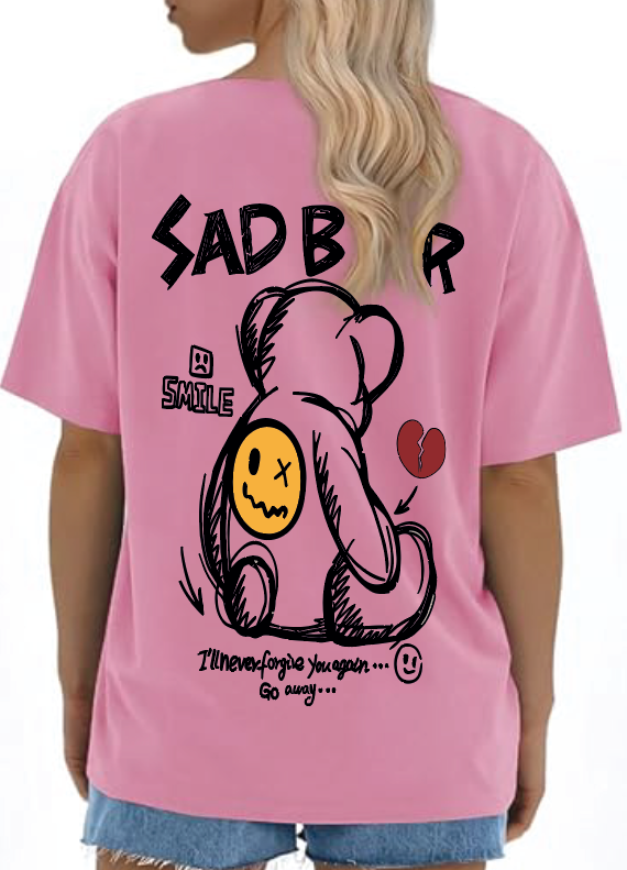 CAMISETA OVERSIZE DAMA GRAMAJE 260 (SAD BEAR)