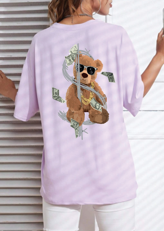 CAMISETA OVERSIZE DAMA GRAMAJE 260 (Oso money)