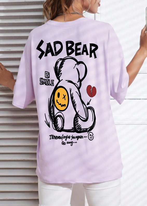 CAMISETA OVERSIZE DAMA GRAMAJE 260 (SAD BEAR)