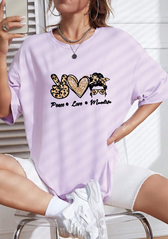 CAMISETA OVERSIZE DAMA GRAMAJE 260 (Peace Love)