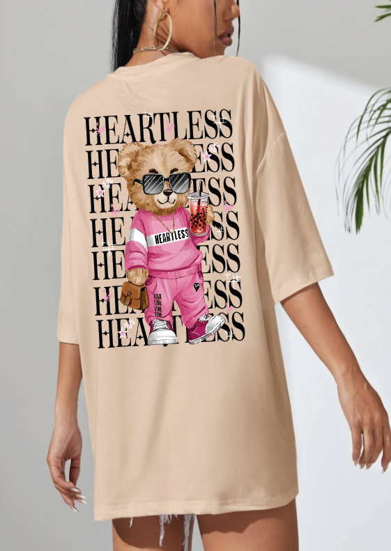 CAMISETA OVERSIZE DAMA GRAMAJE 260 (Oso heartless)