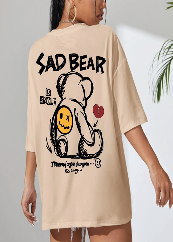 CAMISETA OVERSIZE DAMA GRAMAJE 260 (SAD BEAR)