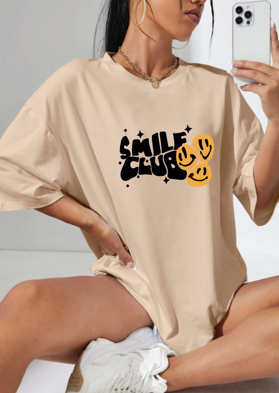 CAMISETA OVERSIZE DAMA GRAMAJE 260 (SMILE)