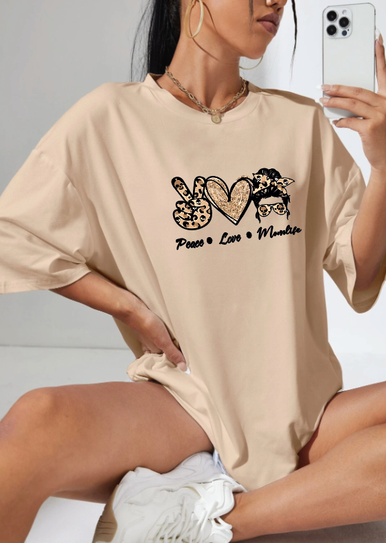 CAMISETA OVERSIZE DAMA GRAMAJE 260 (Peace Love)