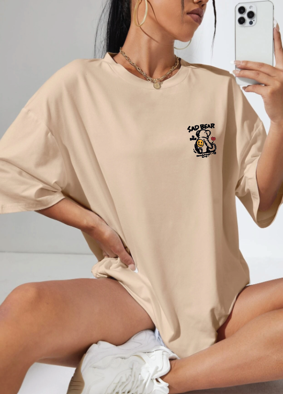 CAMISETA OVERSIZE DAMA GRAMAJE 260 (SAD BEAR)