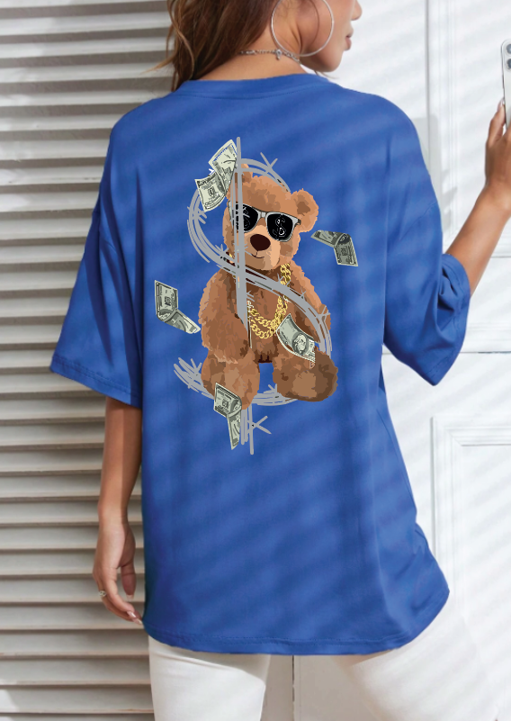 CAMISETA OVERSIZE DAMA GRAMAJE 260 (Oso money)