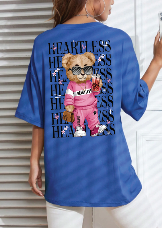 CAMISETA OVERSIZE DAMA GRAMAJE 260 (Oso heartless)