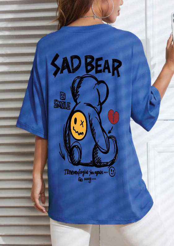 CAMISETA OVERSIZE DAMA GRAMAJE 260 (SAD BEAR)