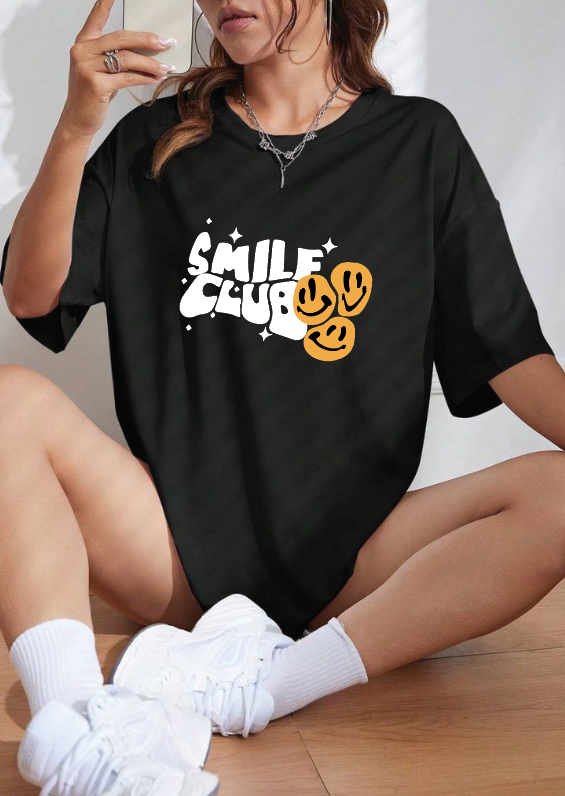 CAMISETA OVERSIZE DAMA GRAMAJE 260 (SMILE)