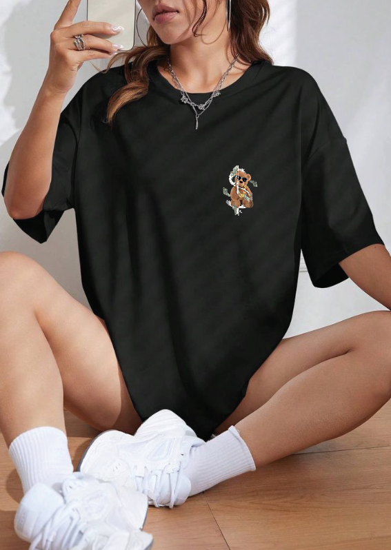CAMISETA OVERSIZE DAMA GRAMAJE 180 (Oso money)