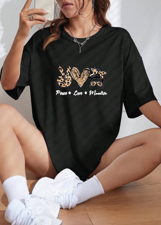 CAMISETA OVERSIZE DAMA GRAMAJE 260 (Peace Love)