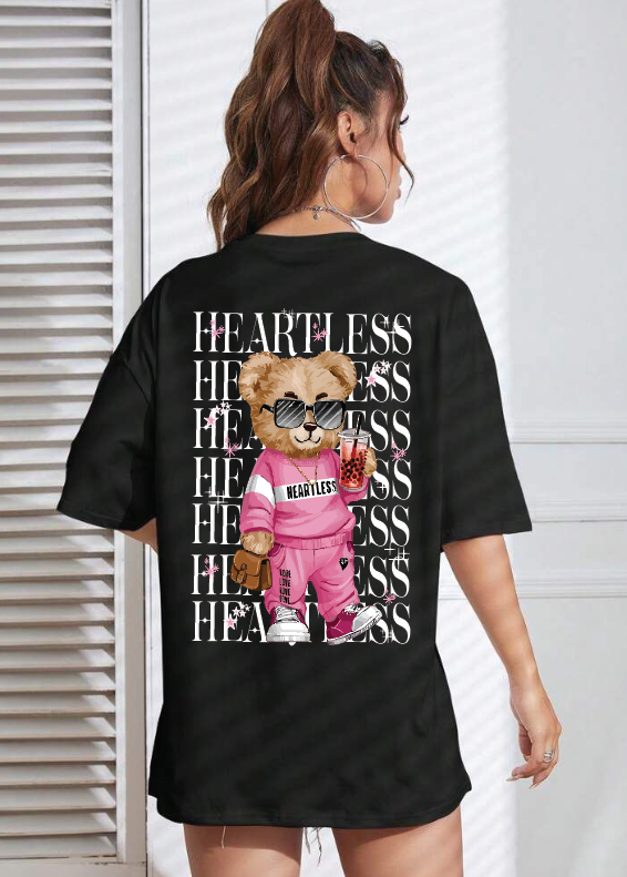 CAMISETA OVERSIZE DAMA GRAMAJE 260 (Oso heartless)
