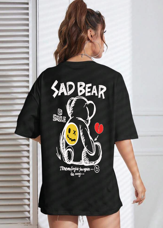 CAMISETA OVERSIZE DAMA GRAMAJE 260 (SAD BEAR)