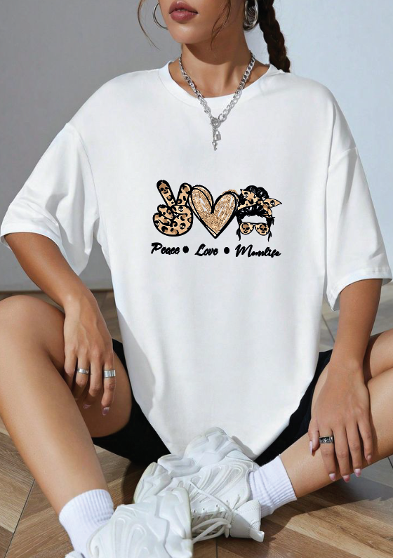 CAMISETA OVERSIZE DAMA GRAMAJE 260 (Peace Love)
