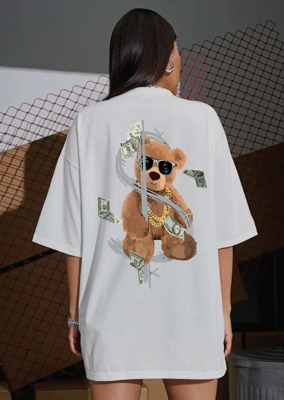 CAMISETA OVERSIZE DAMA GRAMAJE 260 (Oso money)