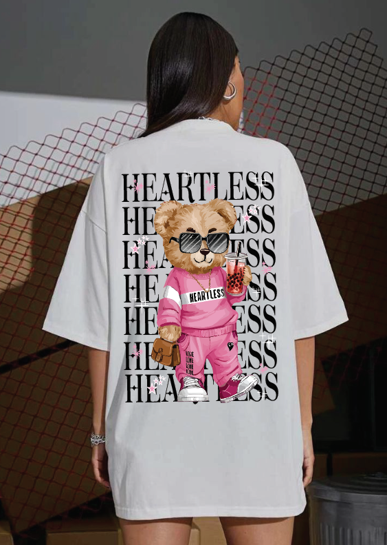 CAMISETA OVERSIZE DAMA GRAMAJE 260 (Oso heartless)