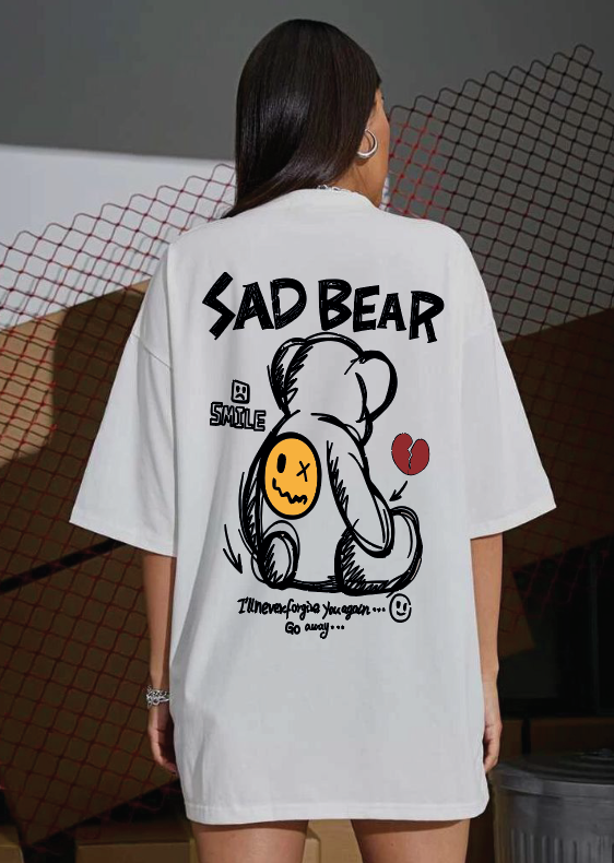 CAMISETA OVERSIZE DAMA GRAMAJE 260 (SAD BEAR)