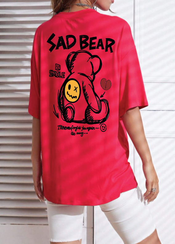CAMISETA OVERSIZE DAMA GRAMAJE 260 (SAD BEAR)