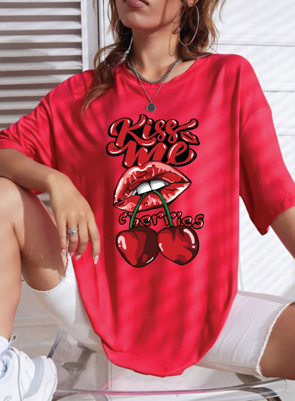 CAMISETA OVERSIZE DAMA GRAMAJE 260 (KISS ME)