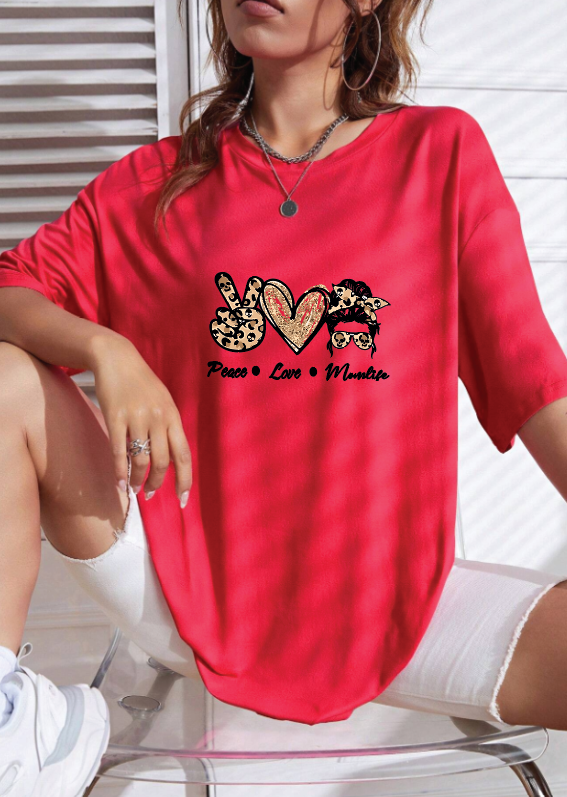 CAMISETA OVERSIZE DAMA GRAMAJE 260 (Peace Love)