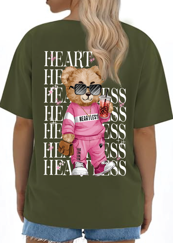 CAMISETA OVERSIZE DAMA GRAMAJE 260 (Oso heartless)