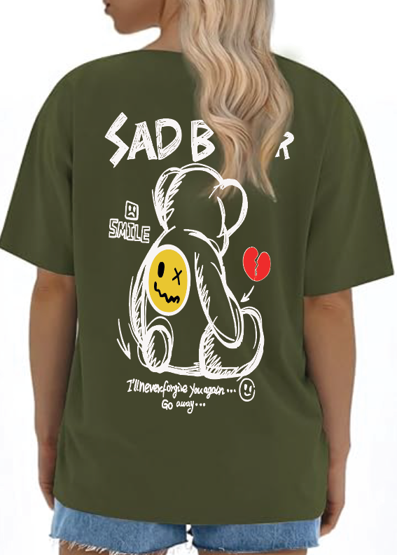 CAMISETA OVERSIZE DAMA GRAMAJE 260 (SAD BEAR)