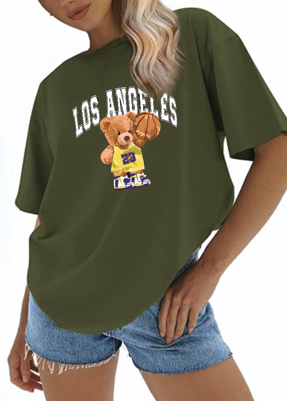CAMISETA OVERSIZE DAMA GRAMAJE 260 (oso los angeles)