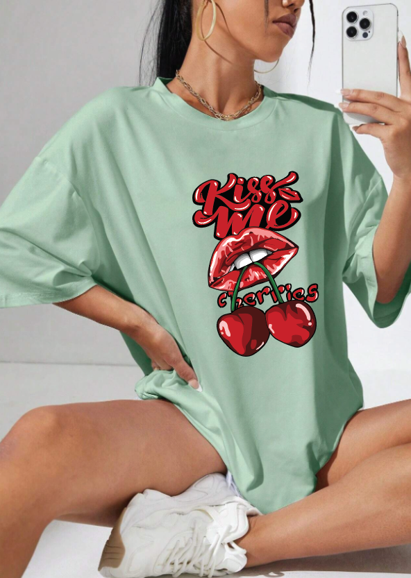 CAMISETA OVERSIZE DAMA GRAMAJE 260 (KISS ME)
