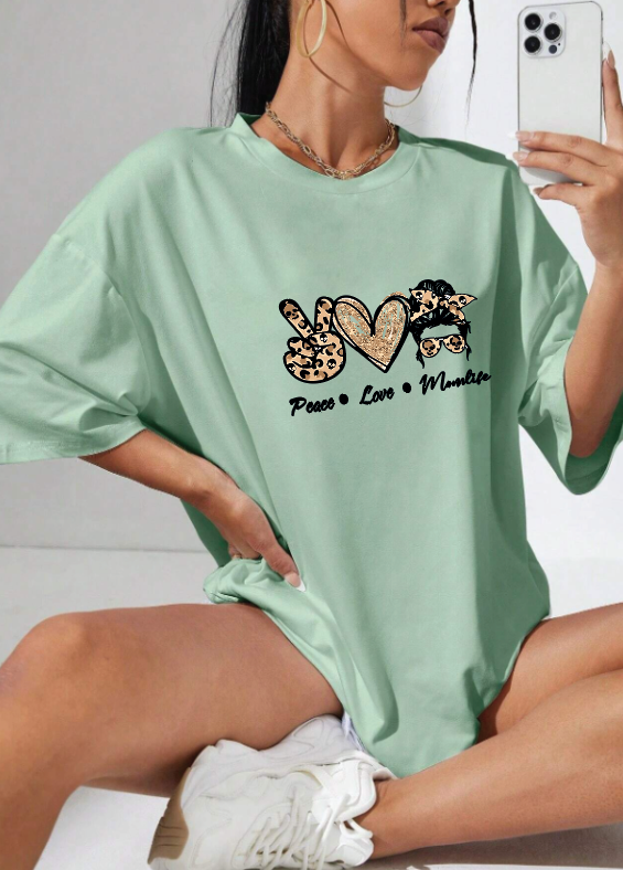 CAMISETA OVERSIZE DAMA GRAMAJE 260 (Peace Love)