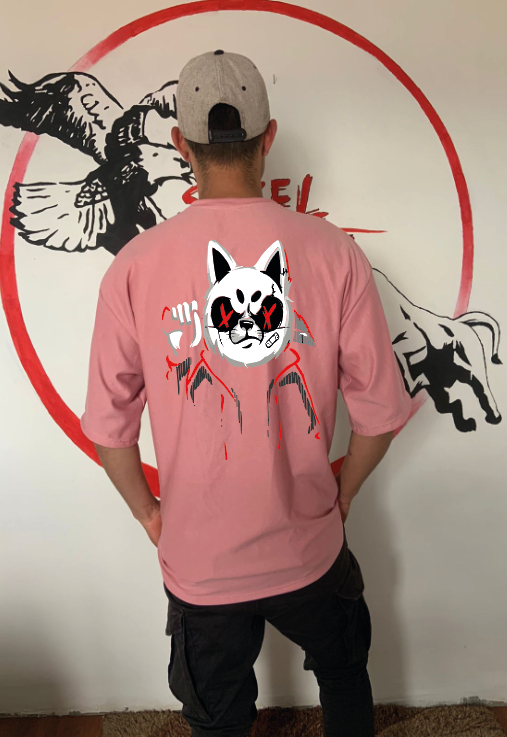CAMISETA OVERSIZE GRAMAJE 260 (gato samurai)