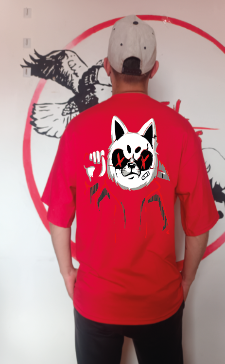 CAMISETA OVERSIZE GRAMAJE 260 (gato samurai)
