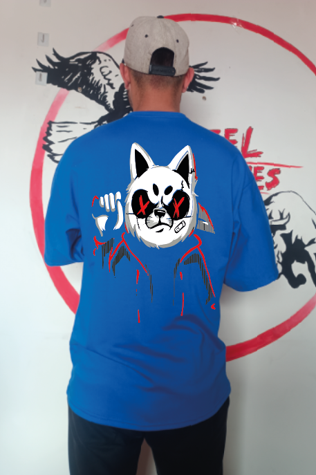 CAMISETA OVERSIZE GRAMAJE 260 (gato samurai)