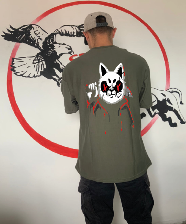 CAMISETA OVERSIZE GRAMAJE 260 (gato samurai)
