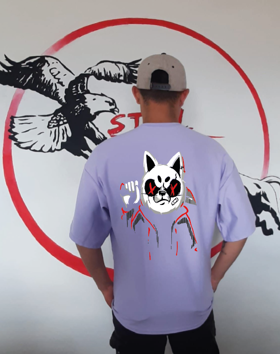 CAMISETA OVERSIZE GRAMAJE 260 (gato samurai)