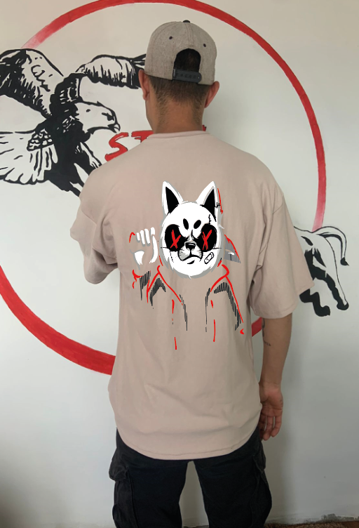 CAMISETA OVERSIZE GRAMAJE 260 (gato samurai)
