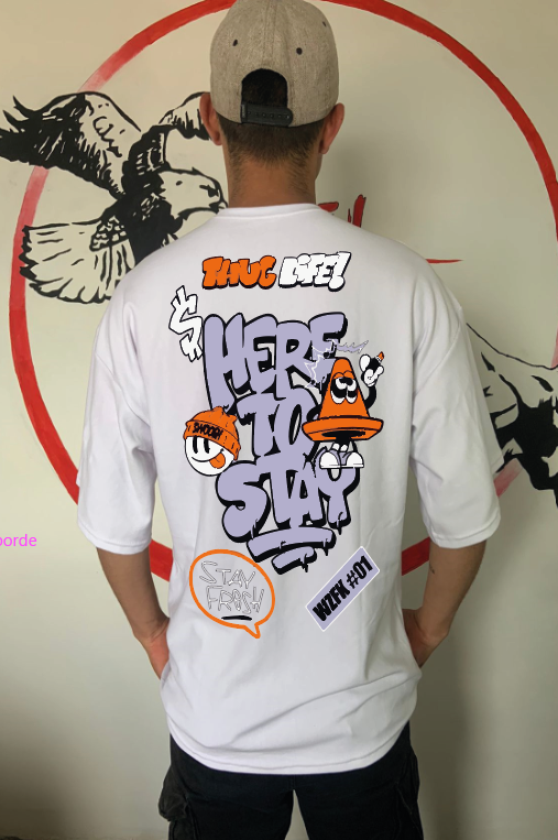 CAMISETA OVERSIZE GRAMAJE 180 (HERE TO STAY)
