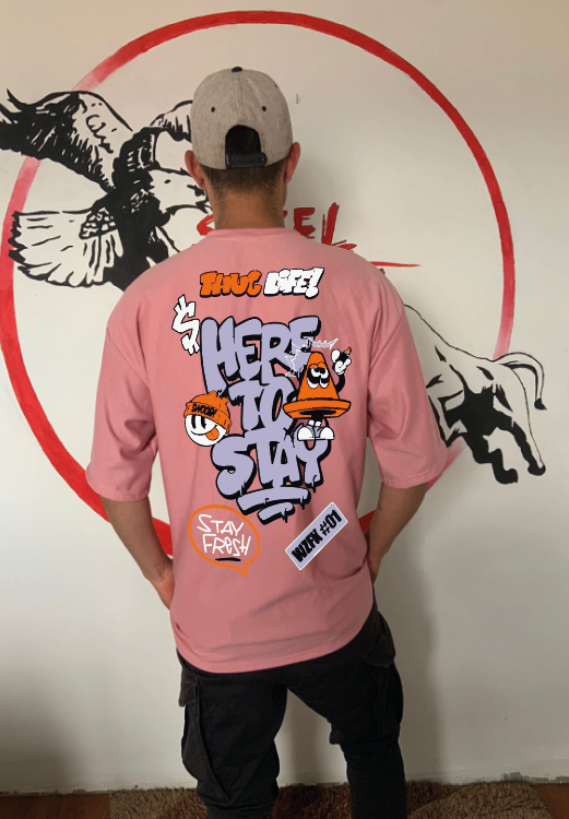 CAMISETA OVERSIZE GRAMAJE 180 (HERE TO STAY)