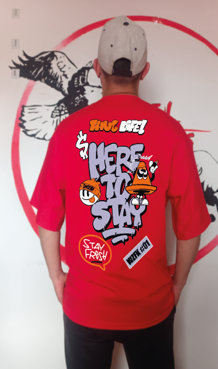 CAMISETA OVERSIZE GRAMAJE 180 (HERE TO STAY)