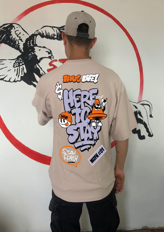 CAMISETA OVERSIZE GRAMAJE 180 (HERE TO STAY)