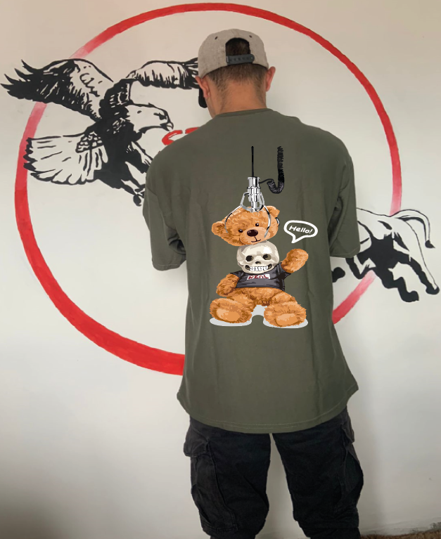 CAMISETA OVERSIZE GRAMAJE 260 (oso calavera)