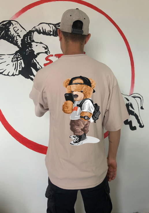 CAMISETA OVERSIZE GRAMAJE 260 (oso selfie)