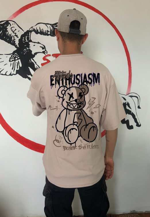 CAMISETA OVERSIZE GRAMAJE 260 (oso actitude)